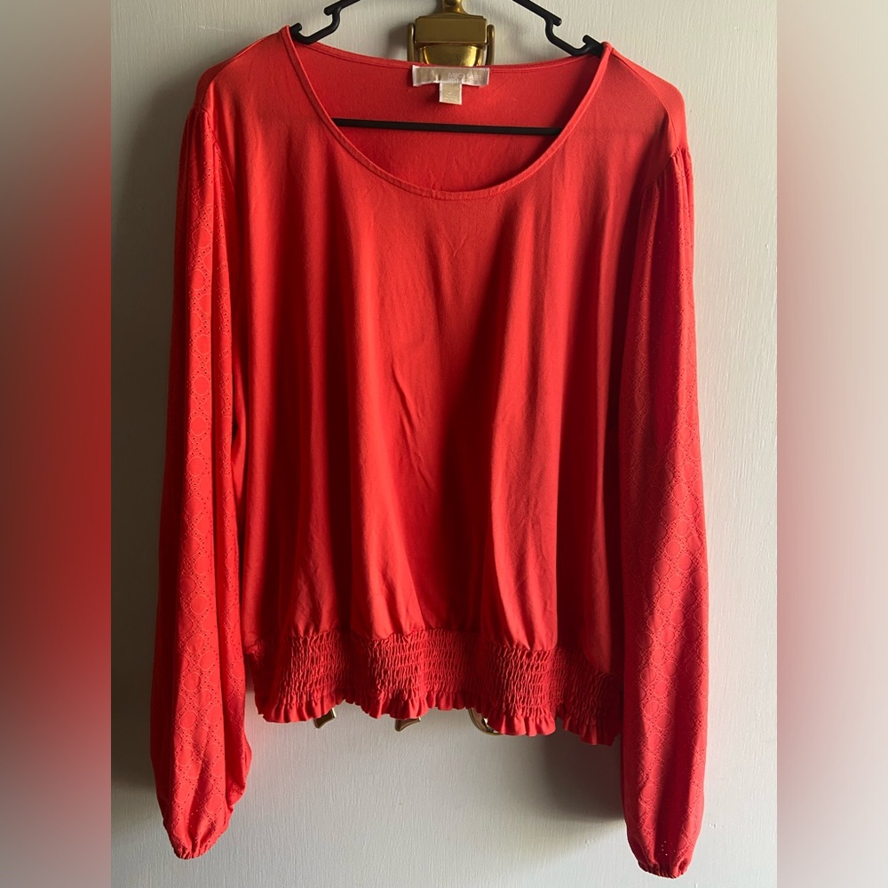 MICHAEL Michael Kors Red Blouse with Smocked Hem